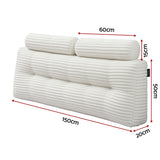 Giselle wedge pillow headboard with non-flattening shredded foam core, perfect for dorm reading or sofa lap desk, 330g corduroy cover, side pockets, Queen