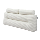 Giselle wedge pillow headboard with non-flattening shredded foam core, perfect for dorm reading or sofa lap desk, 330g corduroy cover, side pockets, Queen