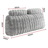 Giselle Wedge Pillow Headboard, Easy Wash Zipper Cover & Anti-Flat Foam, Couch Lumbar Support for Dorm Readers, 340g Faux Rabbit Fur with Dual Pockets, Double