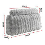 Giselle Wedge Pillow Headboard, Easy Wash Zipper Cover & Anti-Flat Foam, Couch Lumbar Support for Dorm Readers, 340g Faux Rabbit Fur with Dual Pockets, King Single