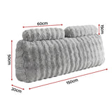 Giselle Wedge Pillow Headboard, Easy Wash Zipper Cover & Anti-Flat Foam, Couch Lumbar Support for Dorm Readers, 340g Faux Rabbit Fur with Dual Pockets, Queen