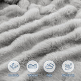 Giselle Wedge Pillow Headboard, Easy Wash Zipper Cover & Anti-Flat Foam, Couch Lumbar Support for Dorm Readers, 340g Faux Rabbit Fur with Dual Pockets, Queen