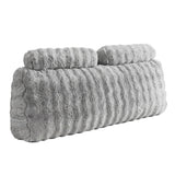 Giselle Wedge Pillow Headboard, Easy Wash Zipper Cover & Anti-Flat Foam, Couch Lumbar Support for Dorm Readers, 340g Faux Rabbit Fur with Dual Pockets, Queen