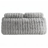 Giselle Wedge Pillow Headboard, Easy Wash Zipper Cover & Anti-Flat Foam, Couch Lumbar Support for Dorm Readers, 340g Faux Rabbit Fur with Dual Pockets, Queen