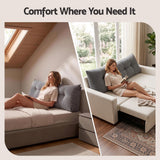 Giselle Headboard Pillow for Sitting in Bed, Upgraded Shredded Foam Reading Wedge Cushion for Lumbar Support, 320g Corduroy Backrest with Side Pockets for Dorm Daybed, Double