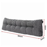 Giselle Headboard Pillow for Sitting in Bed, Upgraded Shredded Foam Reading Wedge Cushion for Lumbar Support, 320g Corduroy Backrest with Side Pockets for Dorm Daybed, King
