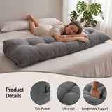Giselle Headboard Pillow for Sitting in Bed, Upgraded Shredded Foam Reading Wedge Cushion for Lumbar Support, 320g Corduroy Backrest with Side Pockets for Dorm Daybed, King