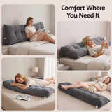 Giselle Headboard Pillow for Sitting in Bed, Upgraded Shredded Foam Reading Wedge Cushion for Lumbar Support, 320g Corduroy Backrest with Side Pockets for Dorm Daybed, King