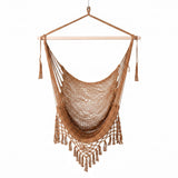 Gardeon Hammock Chair Camping Hanging Chair with Spreader Bar Tassels Brown