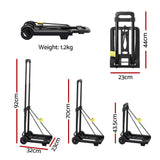 Giantz Folding Trolley Portable Hand Truck Lightweight Travel Luggage Black