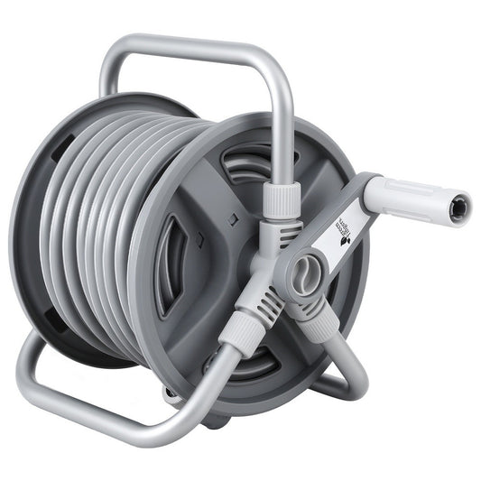 Green Fingers 20m Retractable Garden Hose Reel Heavy Duty 1/2" Hose Auto Rewind