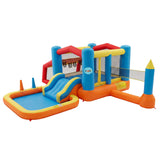 Keezi Inflatable Kids Pool Play Park Jumping Castle Volleyball Net with Blower Balls 4mx4.37m