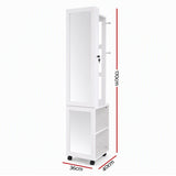 Artiss Lockable Jewellery Cabinet, Mobile Frameless Mirror, White
