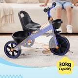 RIGO Tricycle Bike, Kids Bike with 3 wheels, basket Carbon Steel 68cm Blue