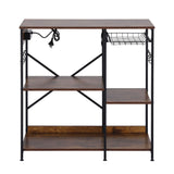 Artiss 3-Tier Kitchen Rack with 2 Power Outlets Microwave Storage Shelf 6 Hooks 90CM