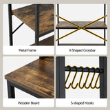 Artiss 6-Tier Kitchen Rack with 6 Hooks Microwave Storage Shelf 80cm x 167cm