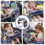 Keezi Kids Travel Tray Car Seat Lap Desk Portable Car Desk Organiser for Car & Airplane Blue
