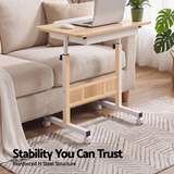 Artiss Adjustable Laptop Desk Mobile Bedside Table Hidden Storage Wood