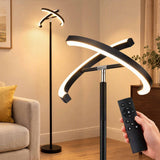 Artiss LED Floor Lamp with Dual Rotating Heads, Dimmable Light and Remote Control Black 20W