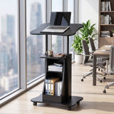 Artiss Mobile Podium Stand with Lockable Wheels Height Adjustable Laptop Desk Black