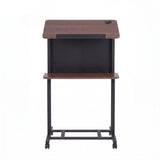 Artiss Mobile Lectern Podium Stand with Storage Shelf Height Adjustable Laptop Desk Black & Walnut