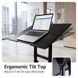 Artiss Mobile Lectern Stand, Adjustable Sit-to-Stand Presentation Podium w/ Wheels Black