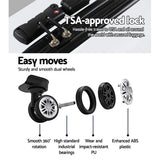 Wanderlite 3-piece hard-shell luggage set 20-24-28 inch TSA lock spinner wheels White