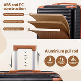 Wanderlite 5pcs Luggage Suitcase Set Trolley Travel TSA Lightweight Hard Case Black Brown