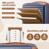 Wanderlite 5pcs Luggage Suitcase Set Trolley Travel TSA Lightweight Hard Case Navy Brown