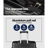 Wanderlite 3 Set Luggage 20-24-28 Inch Suitcase with TSA Lock Carry On Hard Shell Travel Luggage Organiser Case Black