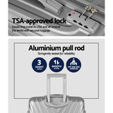 Wanderlite 3 Set Luggage 20-24-28 Inch Suitcase with TSA Lock Carry On Hard Shell Travel Luggage Organiser Case Silver