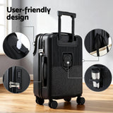 Wanderlite 20" Luggage Suitcase Front Pocket Travel Carry On TSA Black