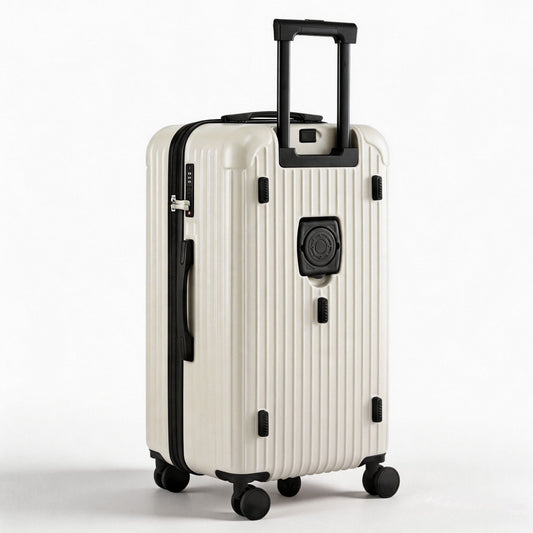 Wanderlite 28" Trunk Luggage Suitcase Travel 5 Wheels Type-C Port TSA Smoky White