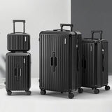 Wanderlite 4pcs Trunk Luggage Suitcase Set Travel Carry On TSA Lock Black