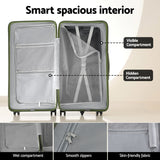 Wanderlite 28" Modern Vertical Trunk Luggage Suitcase Travel 5 Wheels Type-C TSA Olive Green