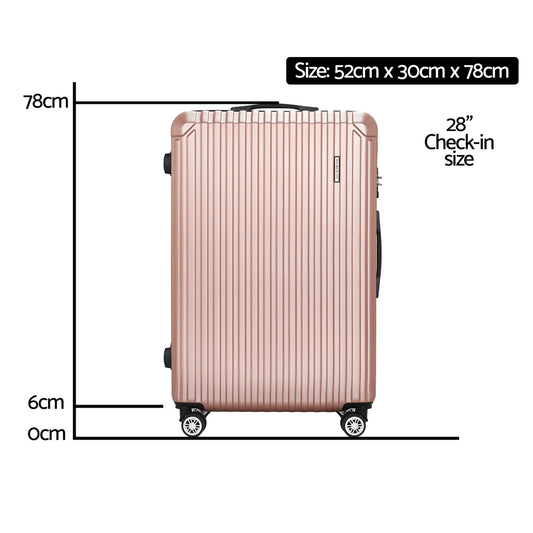 Wanderlite 28-inch Luggage Set with TSA Lockï¿½ABS Hard Shell Travel Suitcase Organiser Luggage Case Rose Gold