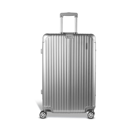 Wanderlite 28 Inch Luggage with TSA Lock Stainlessï¿½Steelï¿½Wrappedï¿½Corners Hard Shell Travel Suitcase Luggage Case Silver