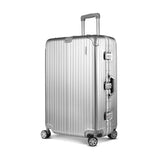 Wanderlite 28 Inch Luggage with TSA Lock Stainlessï¿½Steelï¿½Wrappedï¿½Corners Hard Shell Travel Suitcase Luggage Case Silver