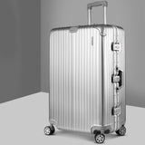 Wanderlite 28 Inch Luggage with TSA Lock Stainlessï¿½Steelï¿½Wrappedï¿½Corners Hard Shell Travel Suitcase Luggage Case Silver