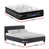 Giselle Mattress & Artiss Queen Bed Frame Bundle, 36cm Double Sided Euro Top Mattress