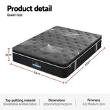 Giselle Bedding Queen Mattress 35cm Euro Top with Graphene Cooling Comfort Medium Firm