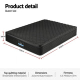 Giselle Bedding Queen Mattress 34cm Euro Top with 5-Zone Pocket Spring Support Black