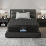 Giselle Bedding Single Mattress 34cm Euro Top with 5-Zone Pocket Spring Support Black