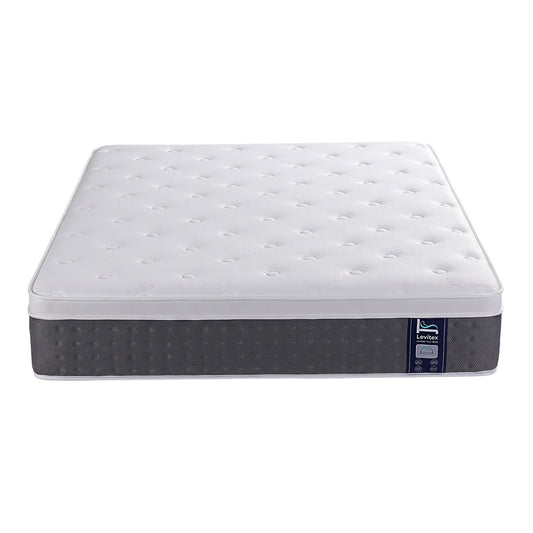 Levitex Double Mattress Lumbar Support, 5-Zone Pocket Springs & 2-Row Hardened Edges for Deep Sleep, Cooling Gel Memory & Egg-Crate Foam