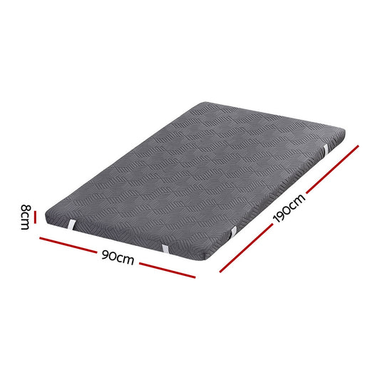 Giselle 8cm Memory Foam Mattress Topper Gel Dual Layer Foam Bamboo Single