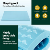 Giselle Bedding Memory Foam Mattress Topper Ventilated Cool Gel 5cm Single