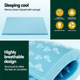 Giselle Bedding Memory Foam Mattress Topper Ventilated Cool Gel 8cm Double