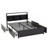 Artiss Queen Metal Bed Frame 4 Drawers Hidden Storage Headboard HEDY
