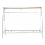 Artiss Single House Bed Frame Metal Canopy Bed Storage Shelf for Kids White