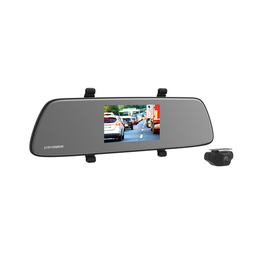 PARKMATE 5.0” Touch Screen Mirror DVR with 1080p Front and Rear Recording